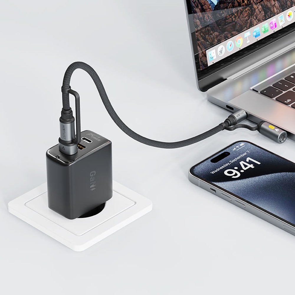 Καλώδιο Δεδομένων και Φόρτισης USB-C / USB-A - USB-C / Ηλεκτρικό Αναπτήρα Acefast J6, 60W, 1.2m, Μαύρο