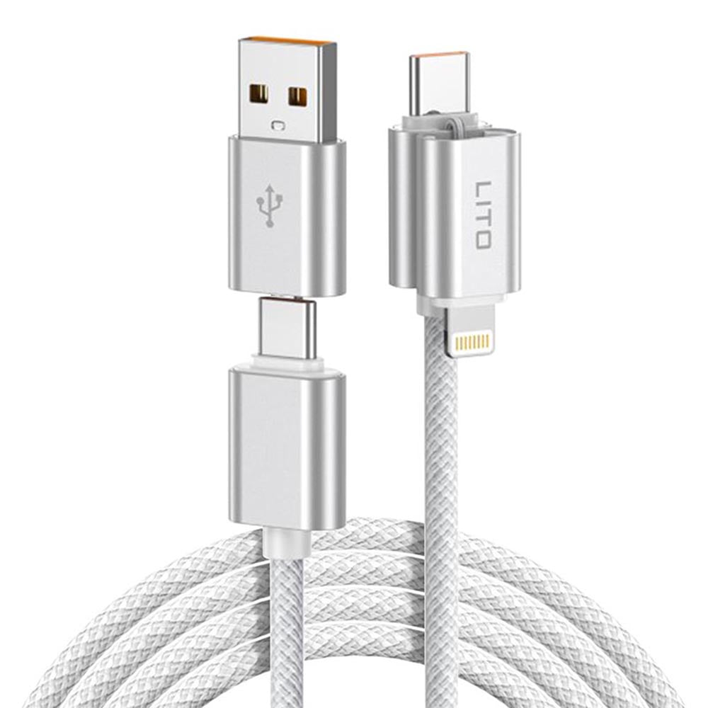 Καλώδιο Δεδομένων και Φόρτισης USB-C / USB-A - USB-C / Lightning Lito LD21, 100W, 1m, Λευκό