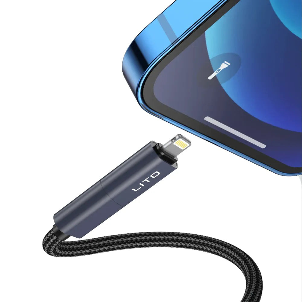 Καλώδιο Δεδομένων και Φόρτισης USB-C / USB-A - USB-C / Lightning Lito LD21, 100W, 1m, Λευκό