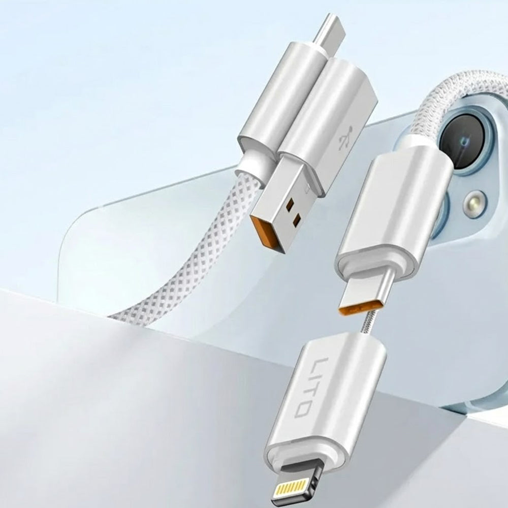 Καλώδιο Δεδομένων και Φόρτισης USB-C / USB-A - USB-C / Lightning Lito LD21, 100W, 1m, Λευκό