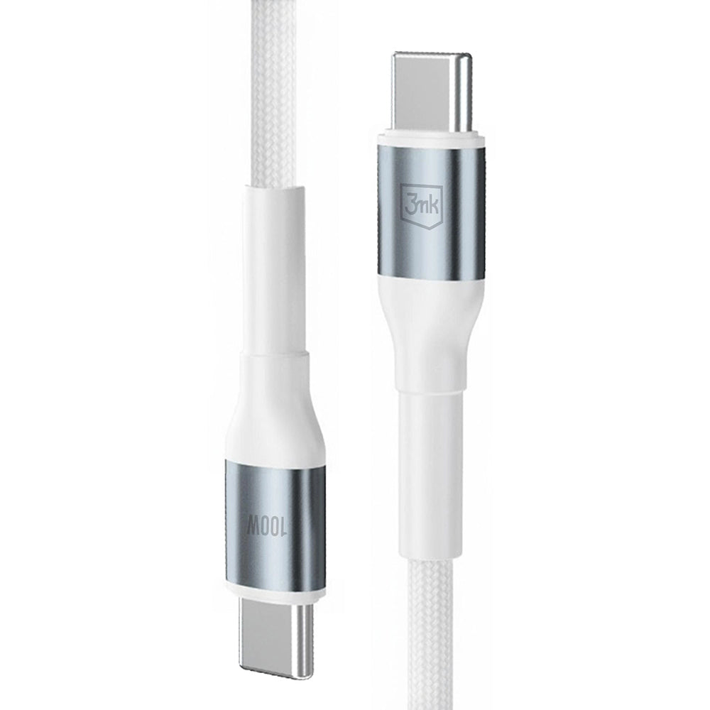 Καλώδιο Δεδομένων και Φόρτισης USB-C - USB-C 3MK Hyper N, 100W, 1m, Λευκό