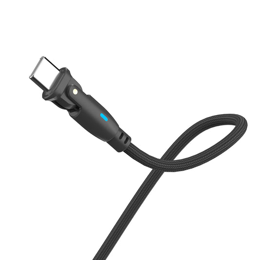 Καλώδιο Δεδομένων και Φόρτισης USB-C - USB-C 3MK Hyper N Γωνιακό, 100W, 1μ, Μαύρο