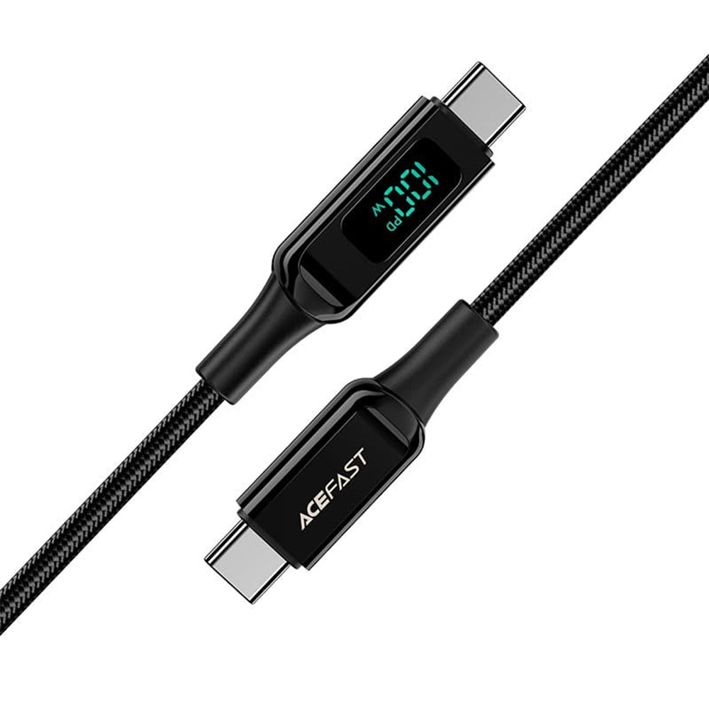 Καλώδιο Δεδομένων και Φόρτισης USB-C - USB-C Acefast C6-03 Display, 100W, 2m, Μαύρο