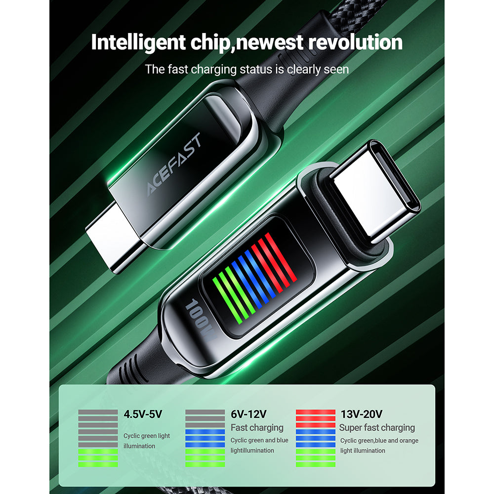 Καλώδιο Δεδομένων και Φόρτισης USB-C - USB-C Acefast C7-03, 100W, 1.2m, Μαύρο