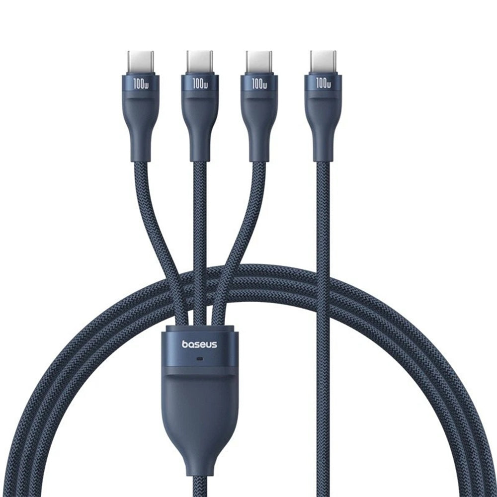 Καλώδιο Φόρτισης USB-C - 3 x USB-C Baseus Flash Series III 3in1, 100W, 1.5m, Μπλε P10377503321-00