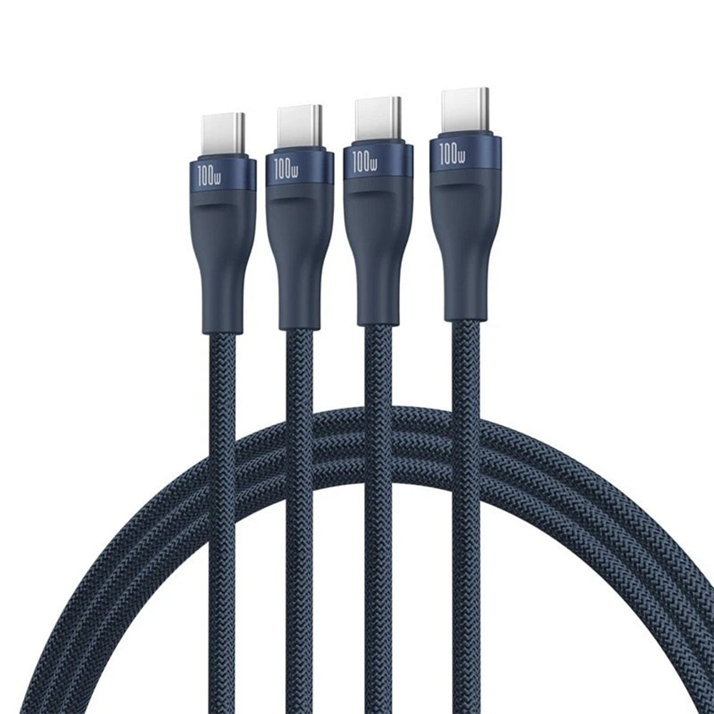 Καλώδιο Φόρτισης USB-C - 3 x USB-C Baseus Flash Series III 3in1, 100W, 1.5m, Μπλε P10377503321-00