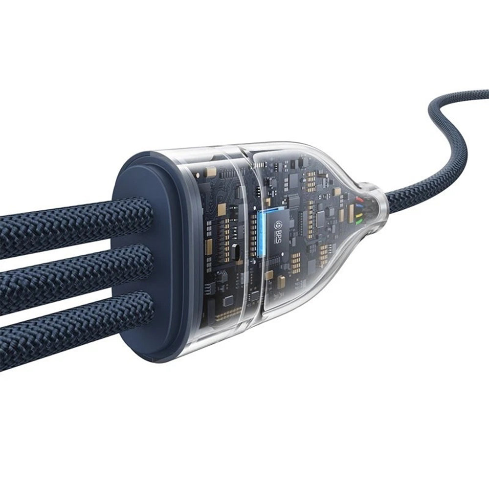 Καλώδιο Φόρτισης USB-C - 3 x USB-C Baseus Flash Series III 3in1, 100W, 1.5m, Μπλε P10377503321-00