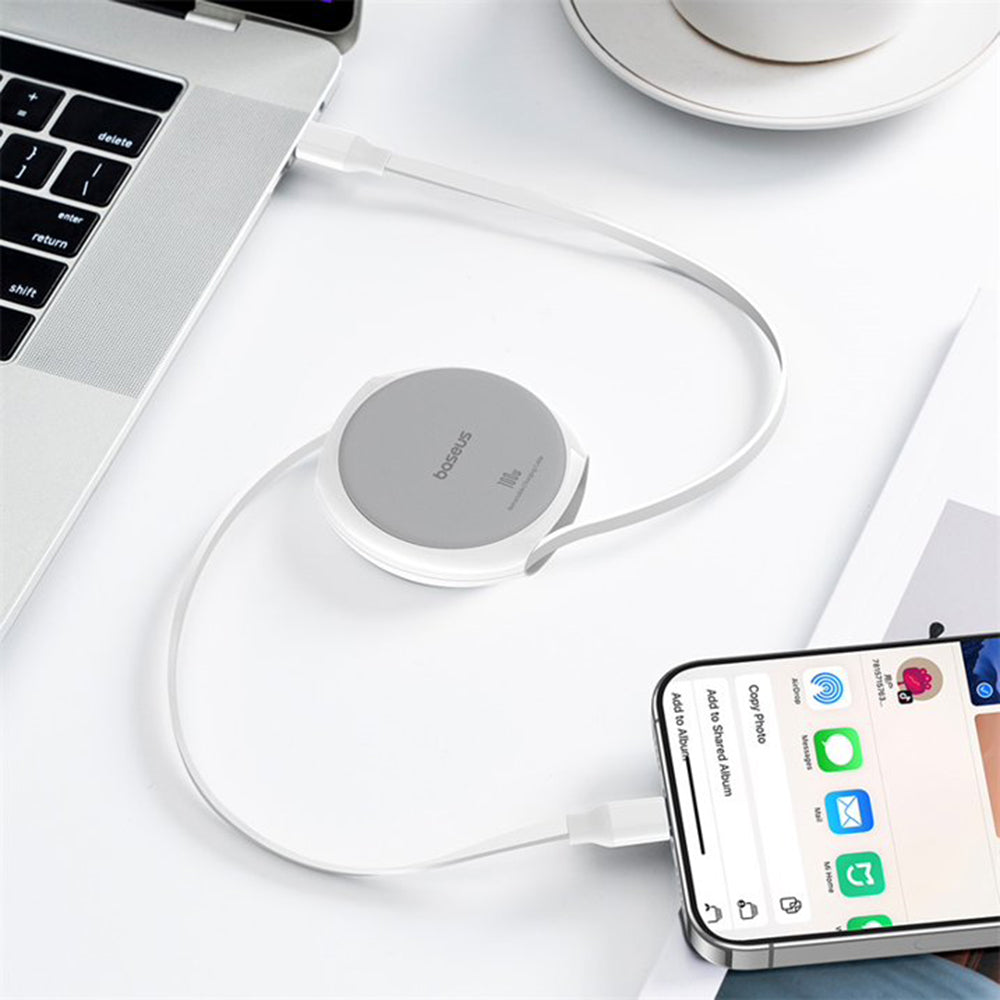Καλώδιο Δεδομένων και Φόρτισης USB-C - USB-C Baseus Pathfinder Retractable, 100W, 1m, Λευκό P10368400211-00