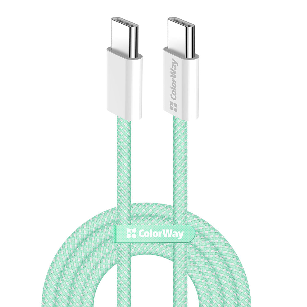 Καλώδιο Δεδομένων και Φόρτισης USB-C - USB-C ColorWay CW-CBPDCC061, 60W, 1m, Πράσινο