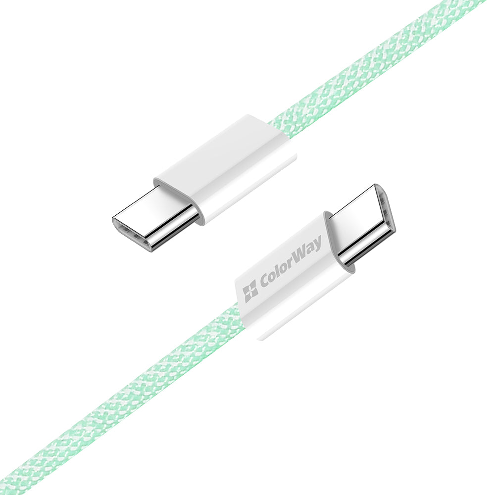 Καλώδιο Δεδομένων και Φόρτισης USB-C - USB-C ColorWay CW-CBPDCC061, 60W, 1m, Πράσινο