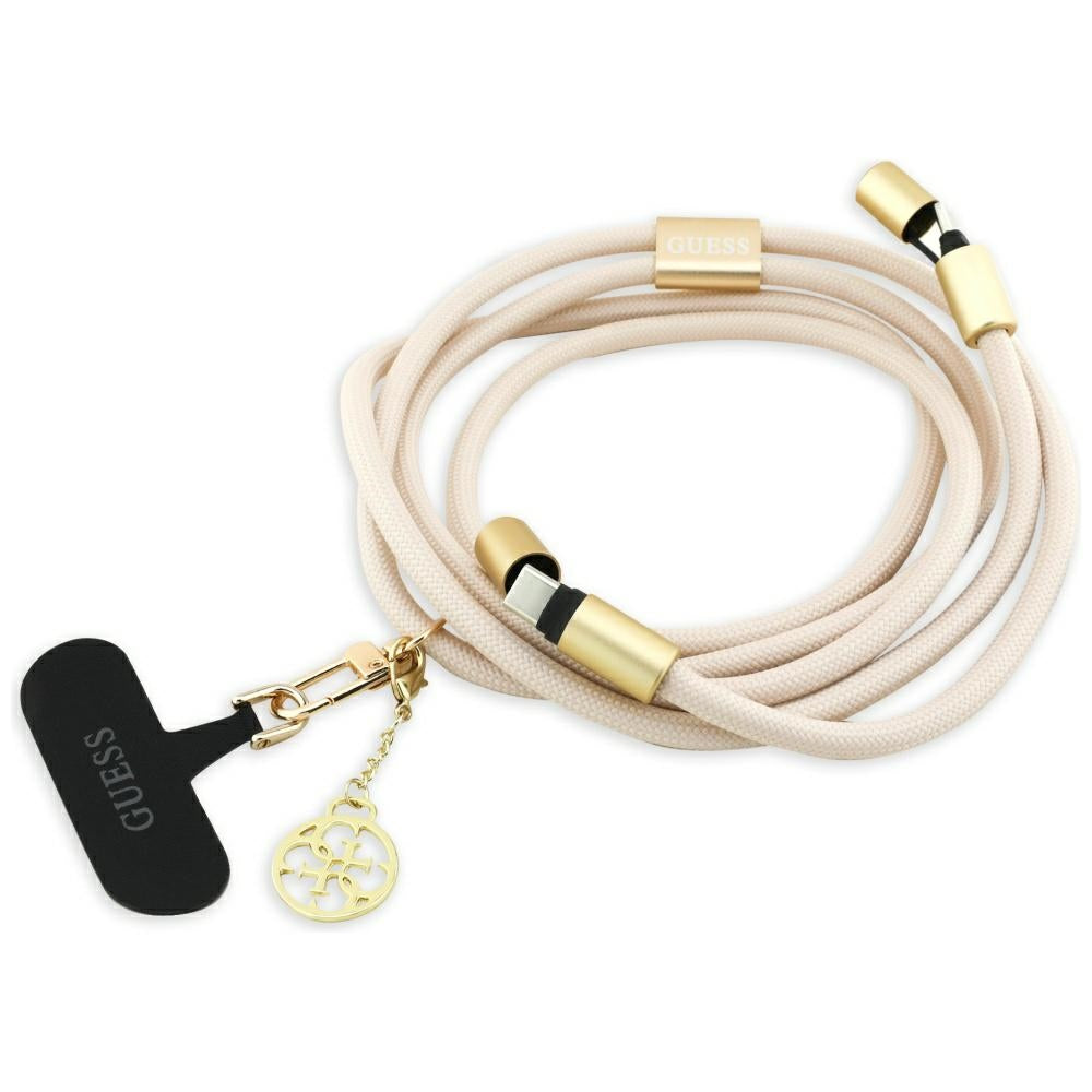 USB-C to USB-C Data and Charging Cable Guess CBDY 4G Charm, 100W, 1.5m, Beige