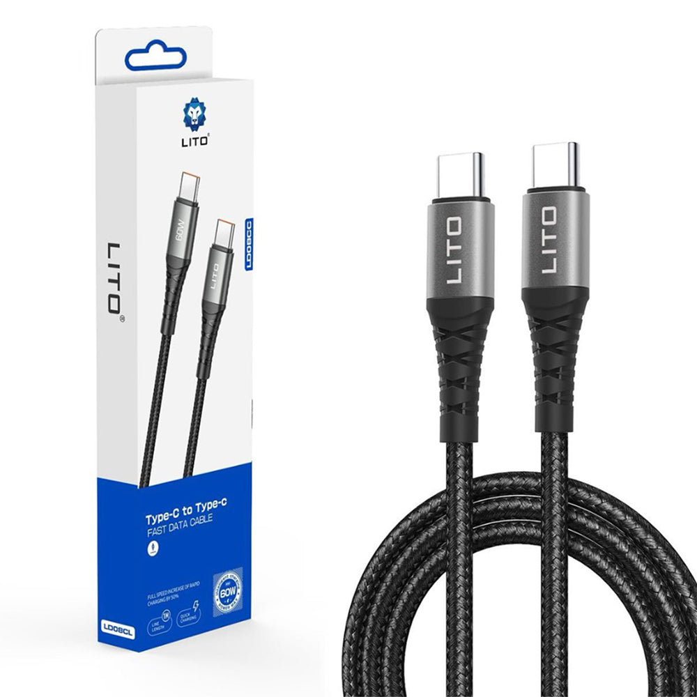 Καλώδιο Δεδομένων και Φόρτισης USB-C - USB-C Lito LD08CC, 60W, 1m, Μαύρο