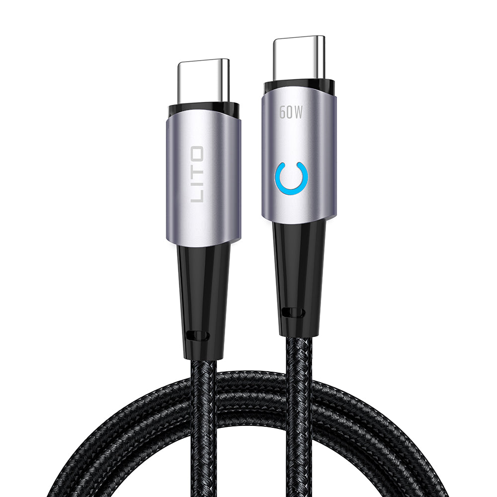 Καλώδιο Δεδομένων και Φόρτισης USB-C - USB-C Lito LD10CC, 60W, 1m, Μαύρο