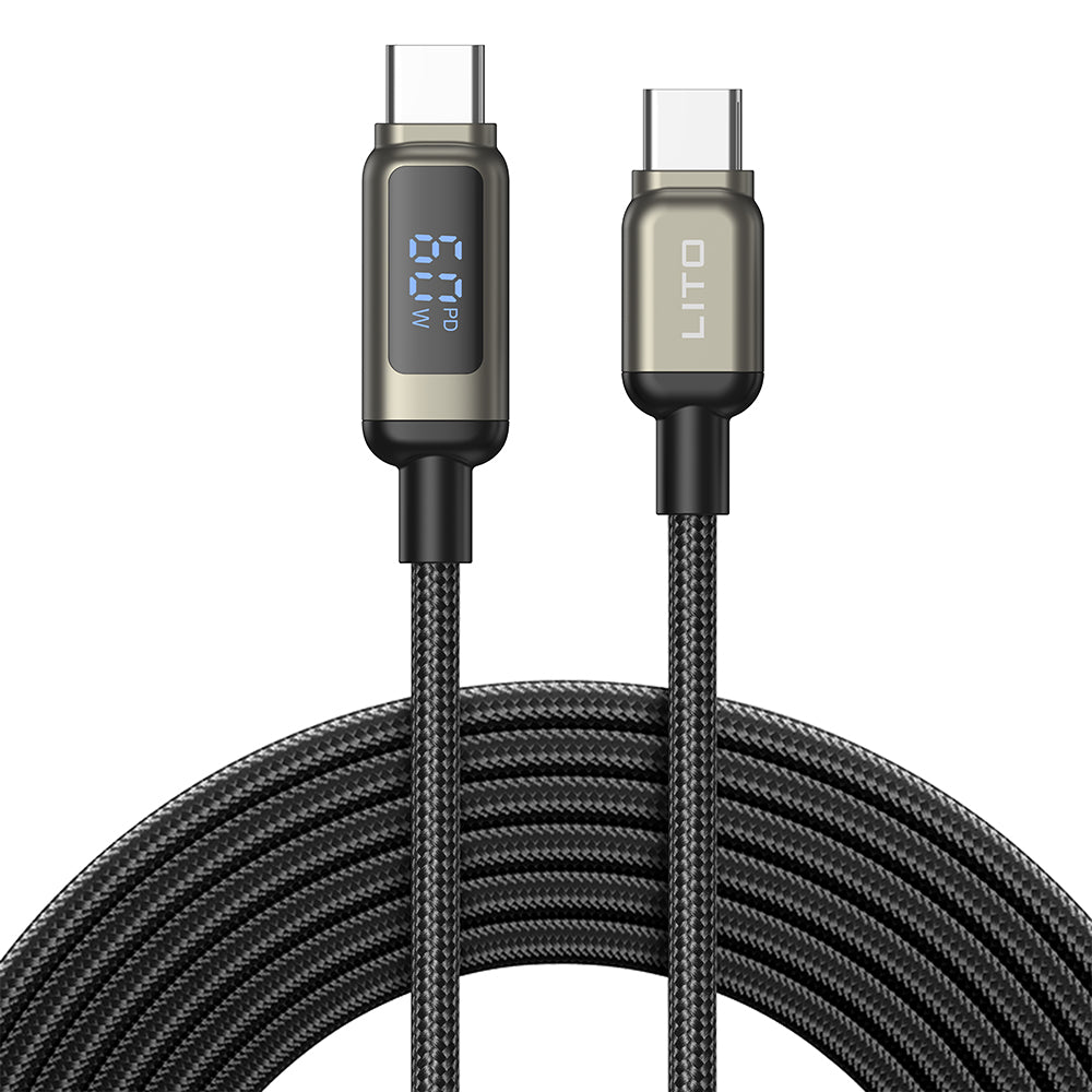 Καλώδιο Δεδομένων και Φόρτισης USB-C - USB-C Lito LD15 Display, 60W, 1m, Μαύρο