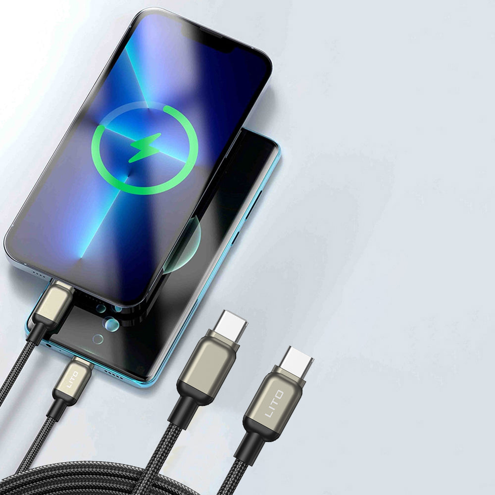 Καλώδιο Δεδομένων και Φόρτισης USB-C - USB-C Lito LD17, 100W, 1m, Μαύρο