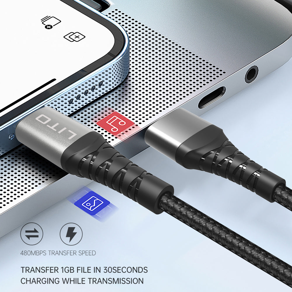 Καλώδιο Δεδομένων και Φόρτισης USB-C - USB-C Lito LD22CC, 60W, 2m, Μαύρο