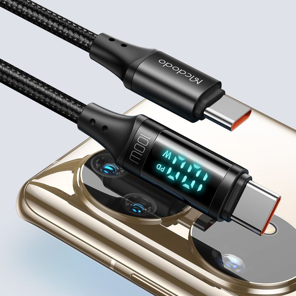 Καλώδιο Δεδομένων και Φόρτισης USB-C - USB-C McDodo CA-1100 Display, 100W, 1.2m, Μαύρο