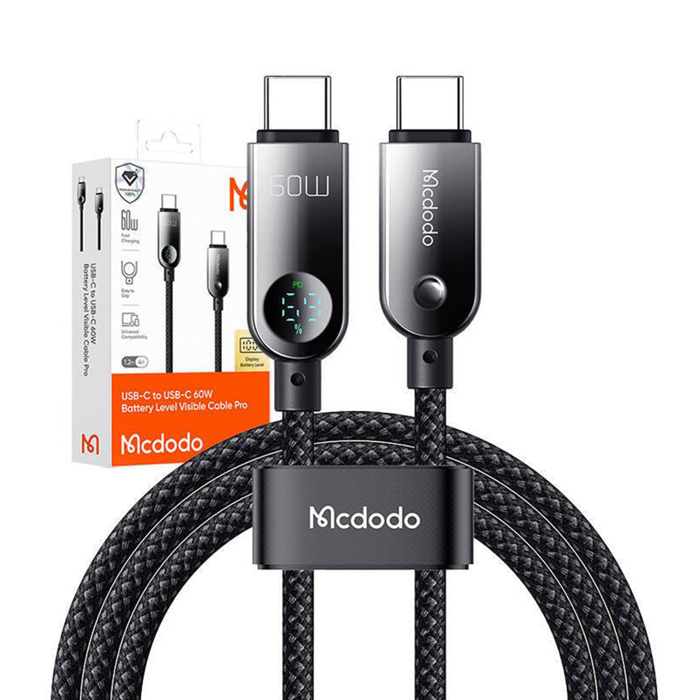 Καλώδιο Δεδομένων και Φόρτισης USB-C - USB-C McDodo CA-4780 Display, 60W, 1.2m, Μαύρο