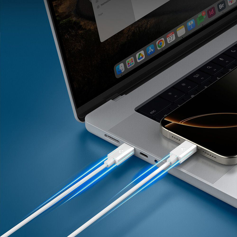 USB-C Data and Charging Cable - USB-C Spigen Essential, 60W, 2m, White ACA08719