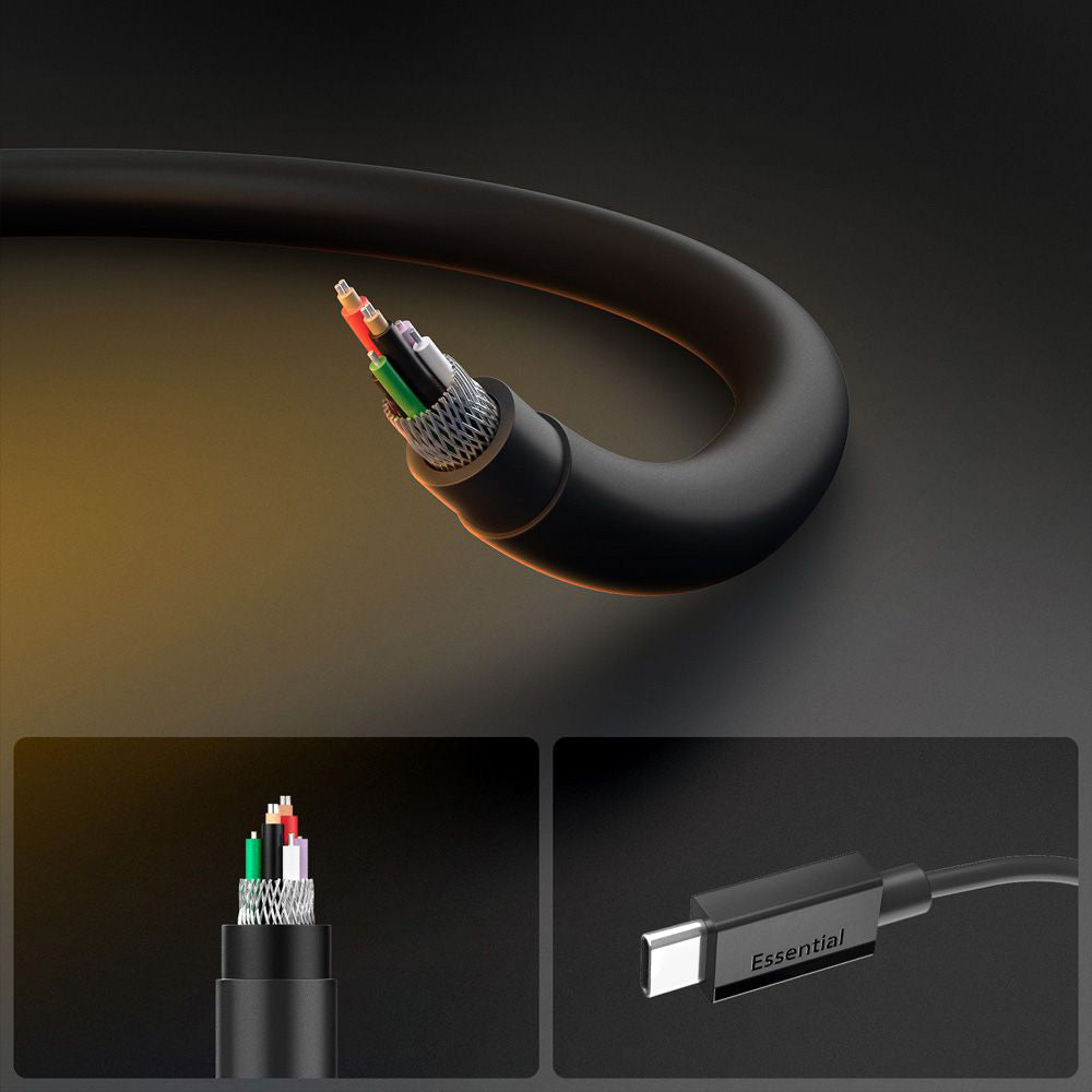 Καλώδιο Δεδομένων και Φόρτισης USB-C - USB-C Spigen Essential, 60W, 2m, Μαύρο ACA08720