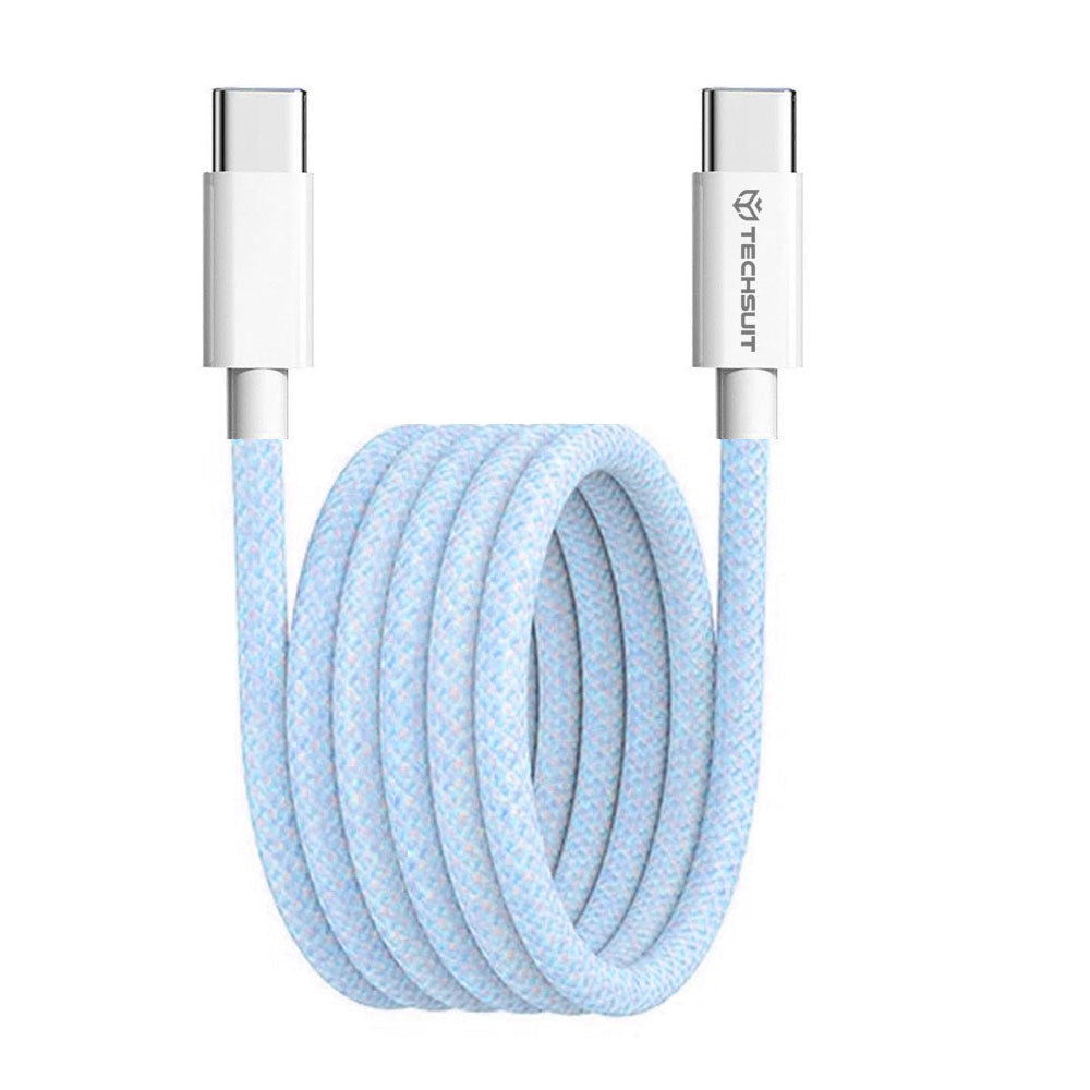 Καλώδιο Δεδομένων και Φόρτισης USB-C - USB-C Techsuit PCB114D, 60W, 1m, Μπλε