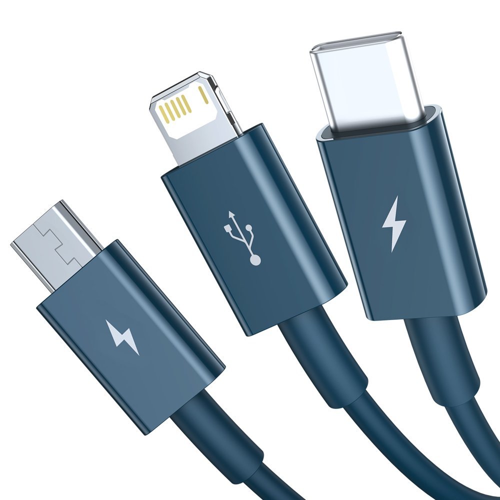 Καλώδιο φόρτισης USB-A - Lightning / microUSB / USB-C Baseus Superior 3in1 Series, 20W, 1.5m, μπλε CAMLTYS-03