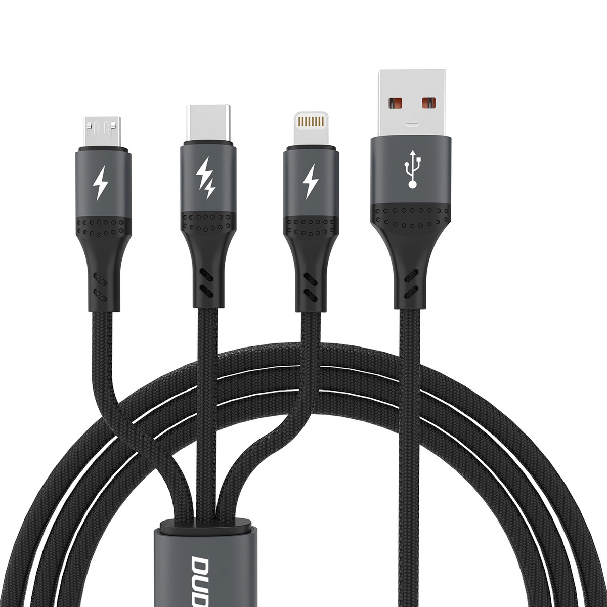 Καλώδιο Φόρτισης USB-A - Lightning / microUSB / USB-C Dudao L3E 3in1, 60W, 1.2m, Μαύρο