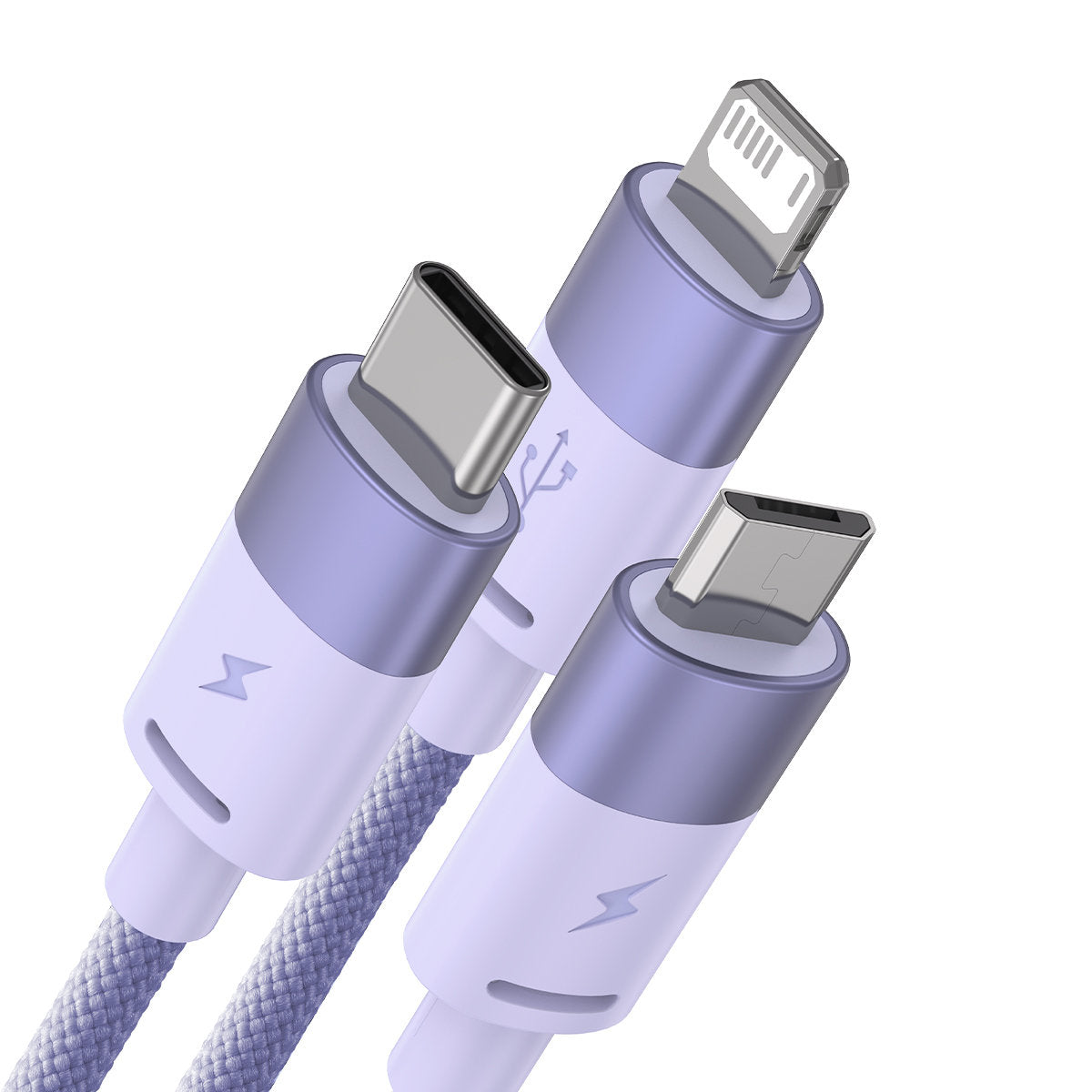 Καλώδιο Φόρτισης USB-A - Lightning / microUSB / USB-C Baseus StarSpeed 3in1, 20W, 1.2m, Μωβ CAXS000005