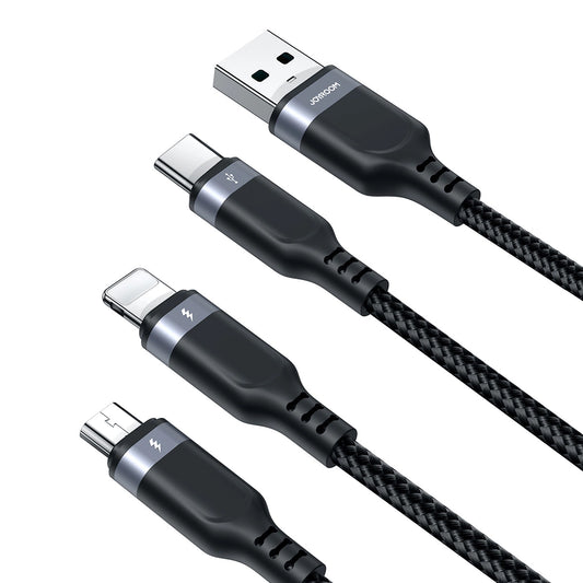 Καλώδιο Φόρτισης USB-A - Lightning / microUSB / USB-C Joyroom S-A18 3σε1, 20W, 1.2m, Μαύρο