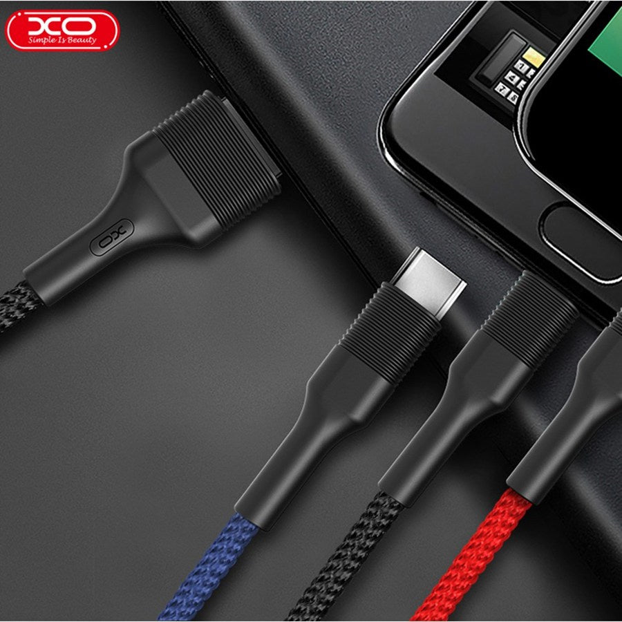 Καλώδιο Φόρτισης USB-A - Lightning / microUSB / USB-C XO Design NB54, 18W, 1.2m, Πολύχρωμο