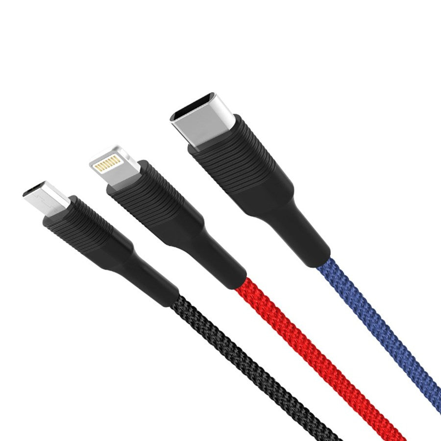 Καλώδιο Φόρτισης USB-A - Lightning / microUSB / USB-C XO Design NB54, 18W, 1.2m, Πολύχρωμο
