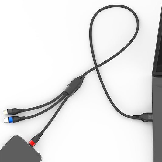 Καλώδιο Φόρτισης USB-A - Lightning / microUSB / USB-C 3MK Hyper N, 18W, 1.2m, Μαύρο
