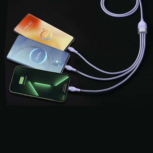 Καλώδιο Φόρτισης USB-A - Lightning / microUSB / USB-C Baseus Flash Series II 3σε1, 66W, 1.2m, Μωβ CASS040005