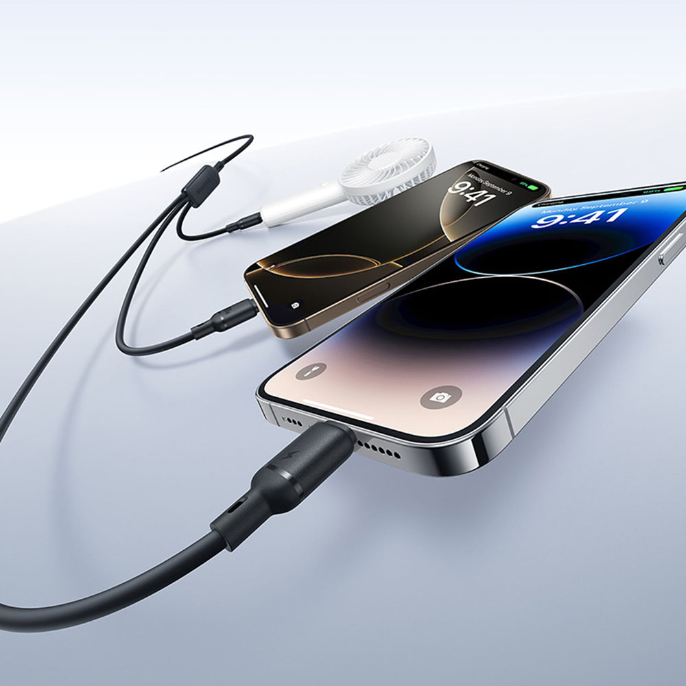 Καλώδιο Φόρτισης USB-A - Lightning / microUSB / USB-C Baseus Silky 3in1, 100W, 1.5m, Μαύρο P10377705123-00