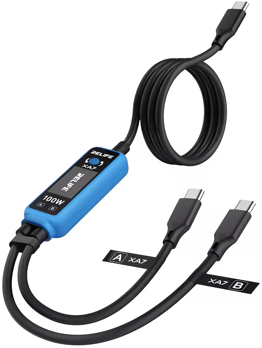 Καλώδιο Φόρτισης USB-C - 2 x USB-C Relife XA7 Display, 100W, 1.33m, Μαύρο