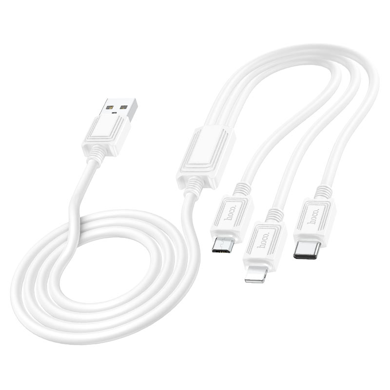 Καλώδιο Φόρτισης USB-A - Lightning / microUSB / USB-C HOCO X74 3σε1, 18W, 1m, Λευκό