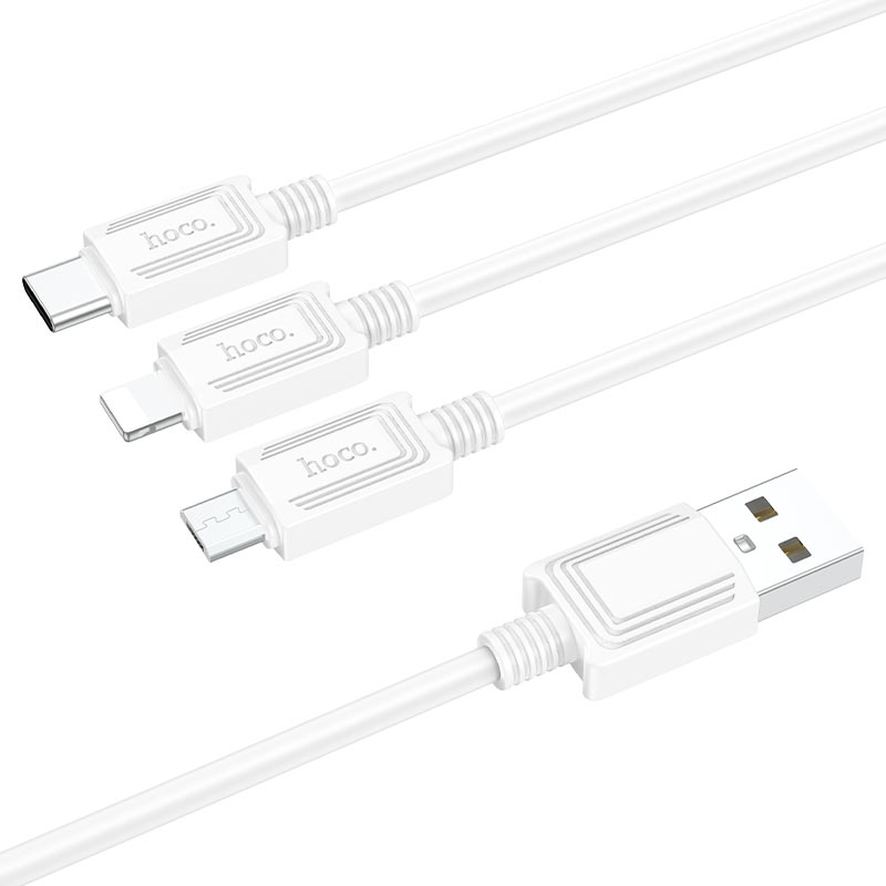 Καλώδιο Φόρτισης USB-A - Lightning / microUSB / USB-C HOCO X74 3σε1, 18W, 1m, Λευκό
