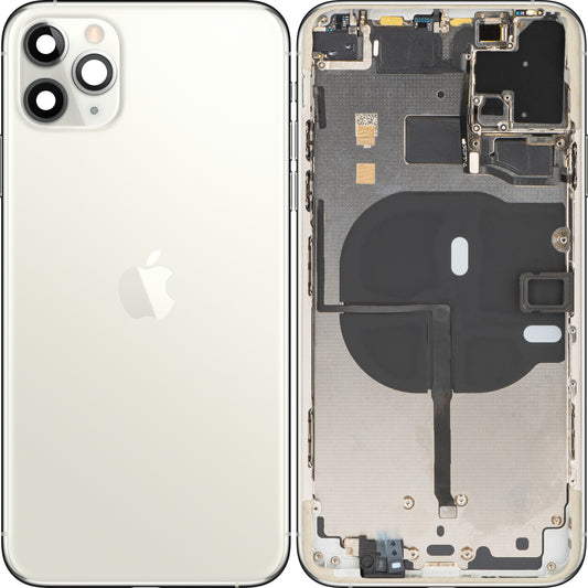 Apple iPhone 11 Pro Max Battery Cover, With Half Case, Silver, Swap
