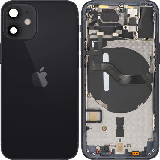 Apple iPhone 12 mini Battery Cover, With Middle Case, Black, Swap