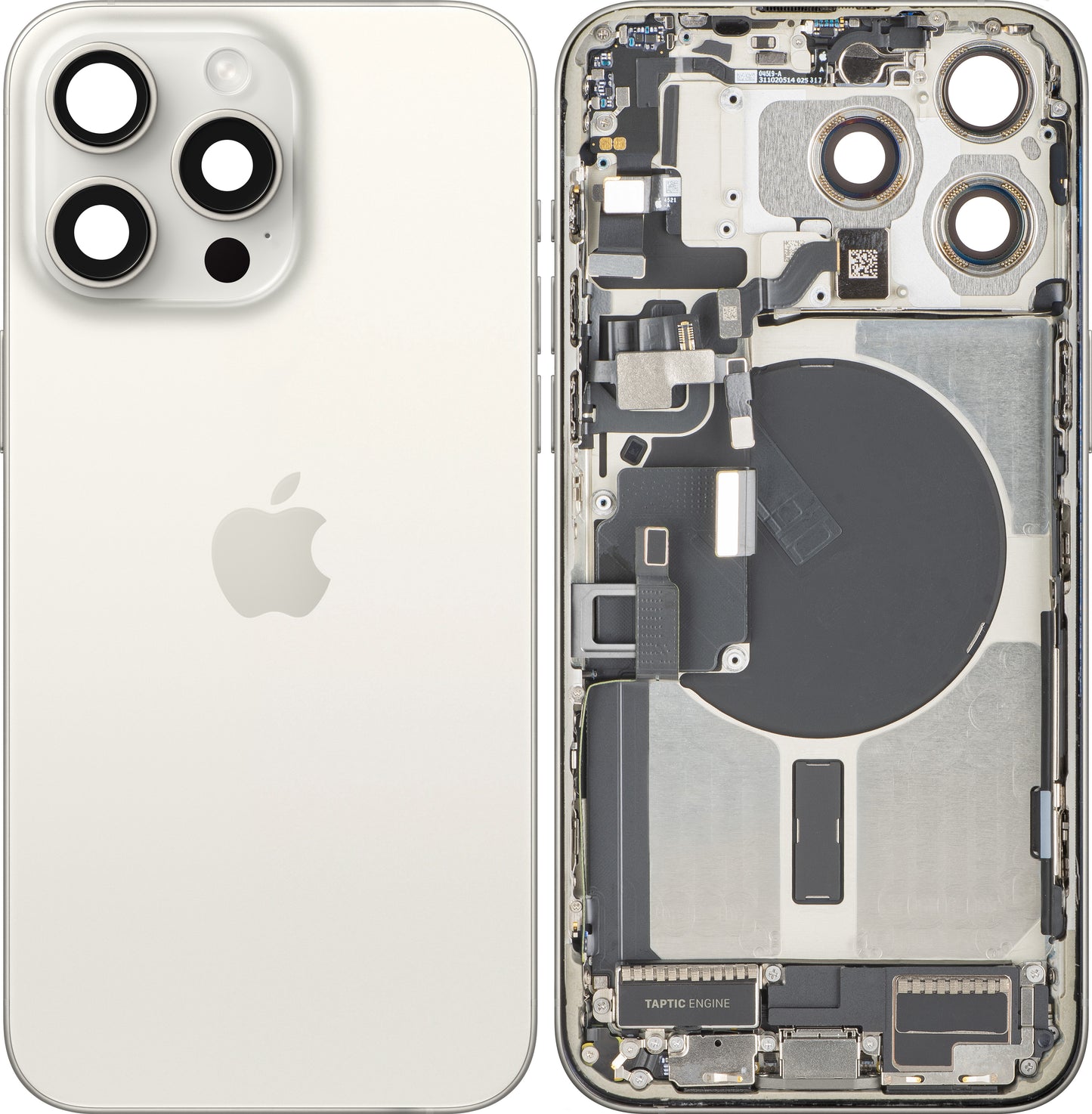 Κάλυμμα Μπαταρίας Apple iPhone 15 Pro Max, Με Μεσαίο Κέλυφος, Πλήρη Εξαρτήματα, Λευκό (White Titanium), Swap