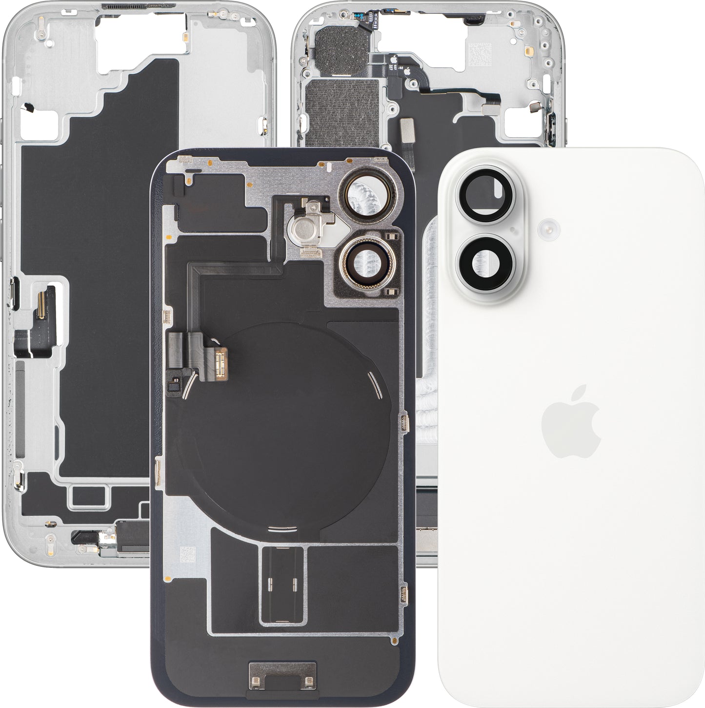 Apple iPhone 16 Battery Cover, With Middle Frame, Full Parts, White, Swap