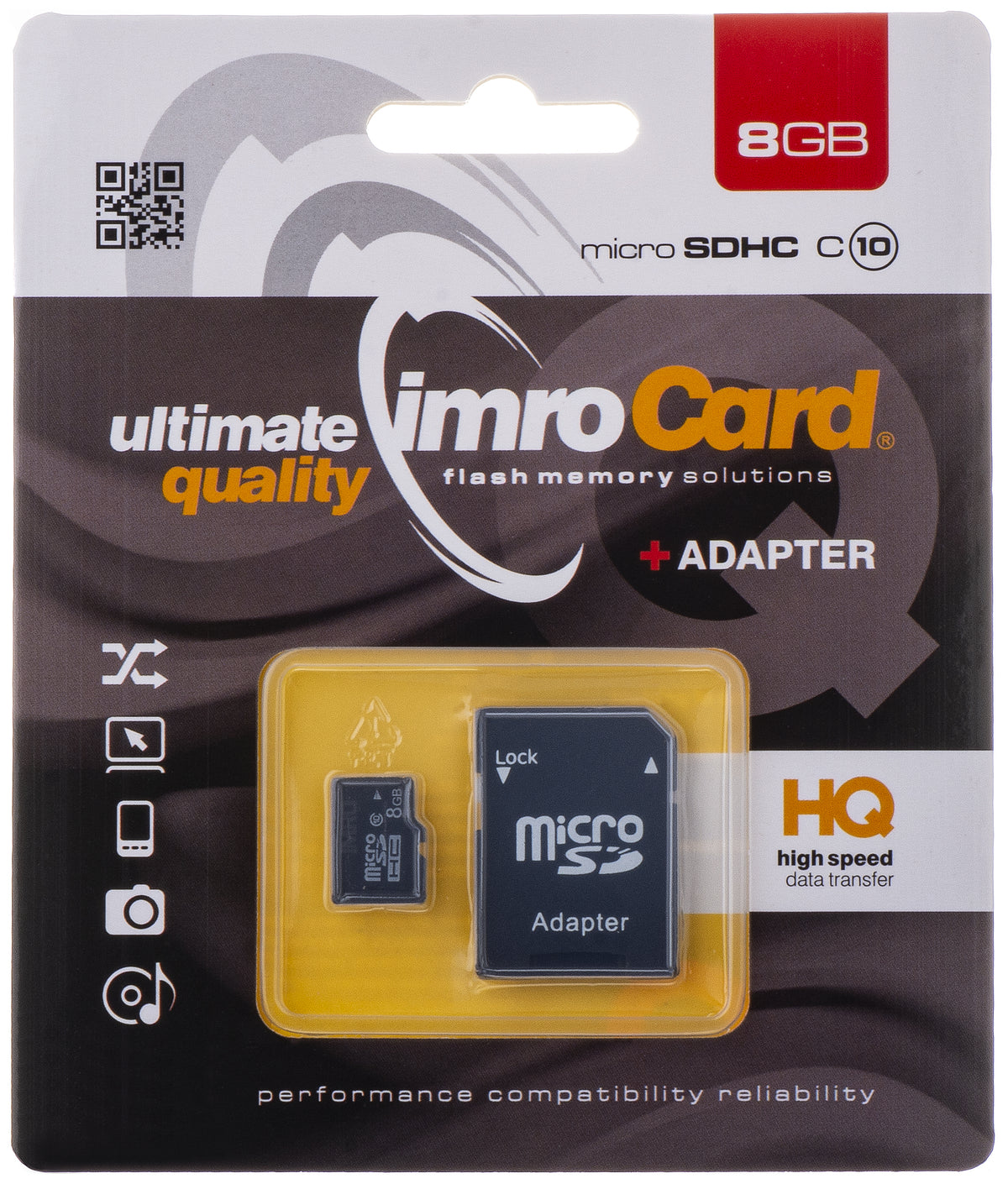 Κάρτα Μνήμης microSDHC Imro, 8Gb, Κλάση 10, Με Αντάπτορα