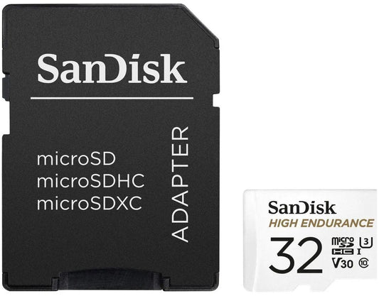 SanDisk High Endurance microSDHC Memory Card, 32GB, Class 10 / UHS-1 U3, With Adapter SDSQQNR-032G-GN6IA