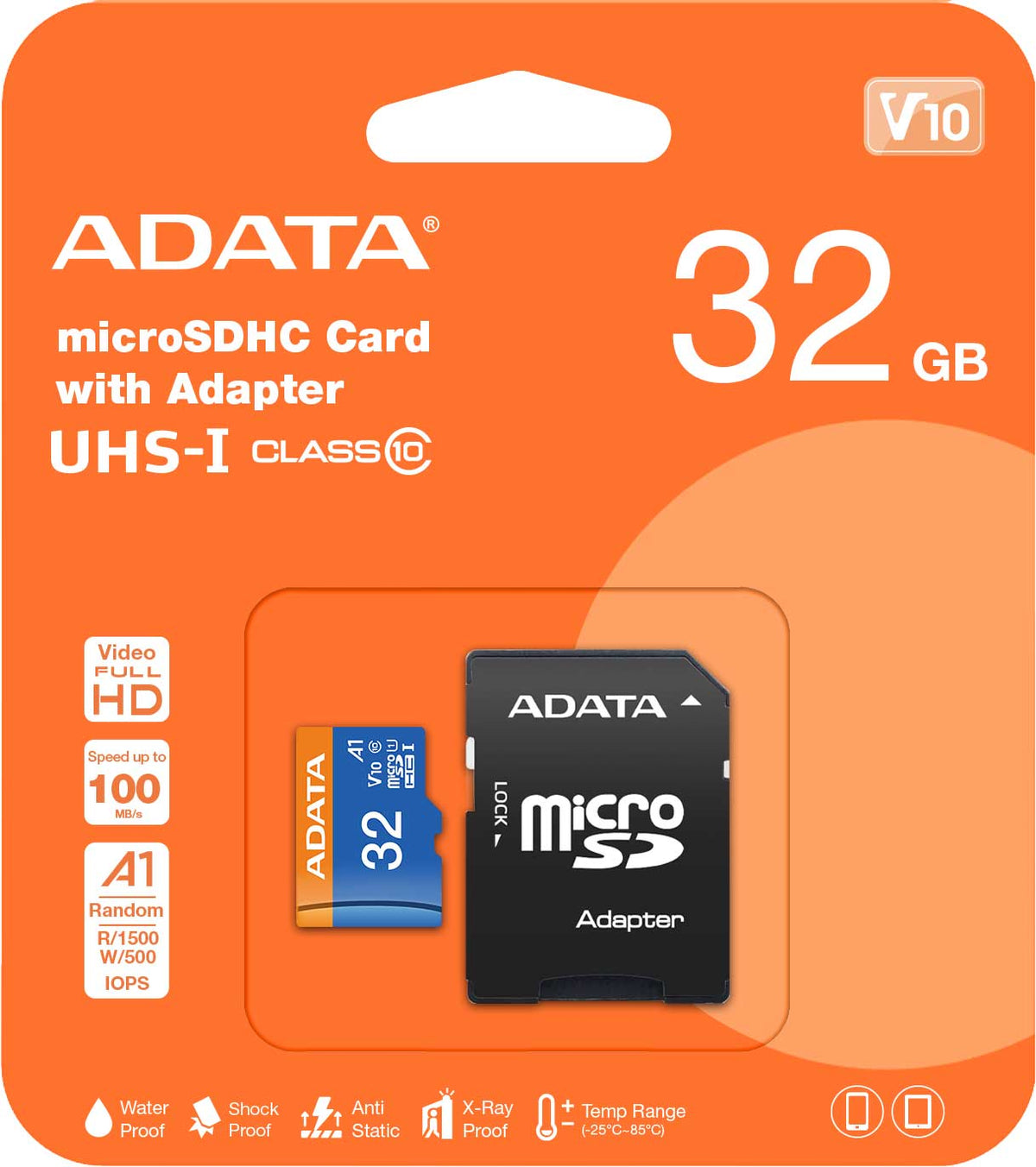 Κάρτα Μνήμης microSDHC Adata, 32Gb, Κλάση 10 / UHS-1 U1, Με Προσαρμογέα AUSDH32GUICL10A1-RA1