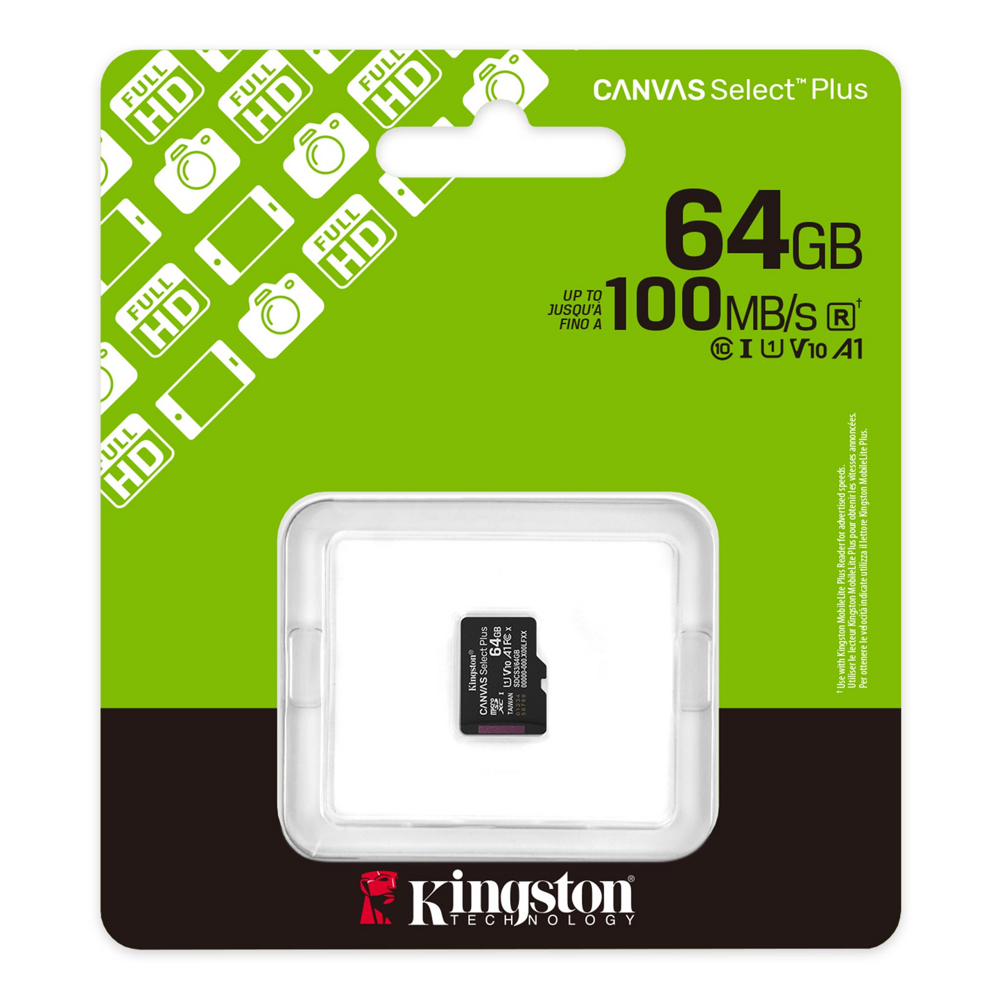 Κάρτα Μνήμης microSDXC Kingston Canvas Select Plus Android A1, 64Gb, Κλάση 10 / UHS-1 U1 SDCS3/64GBSP