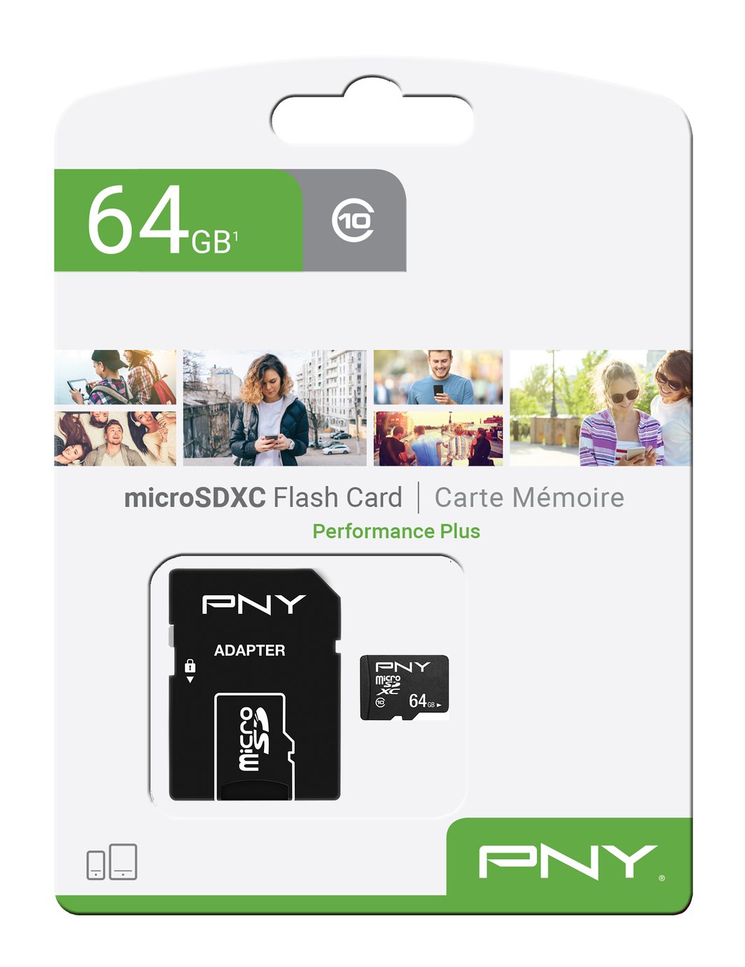 Κάρτα Μνήμης microSDXC PNY Performance Plus, 64Gb, Κλάση 10, Με Προσαρμογέα P-SDU64G10PPL-GE