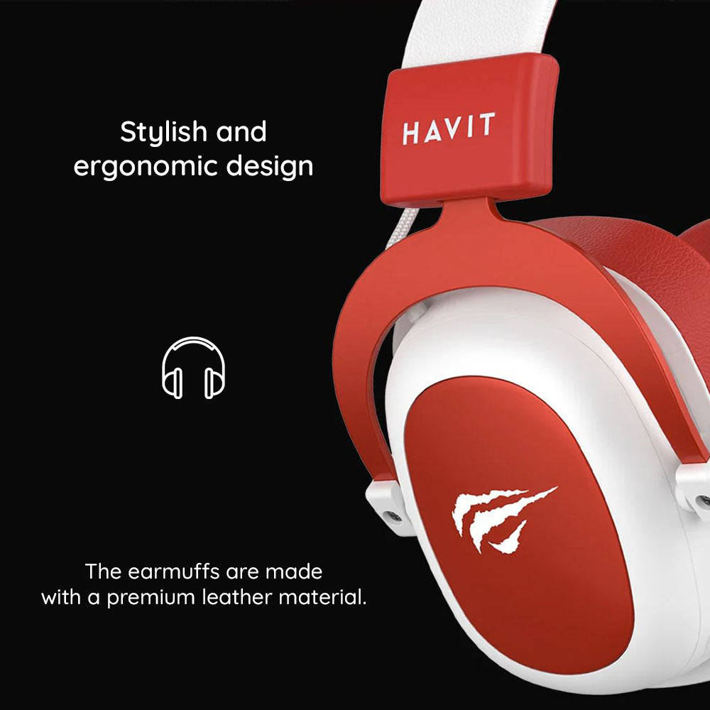 Ακουστικά Gaming 3.5mm HAVIT H2002D, 2m, Κόκκινα