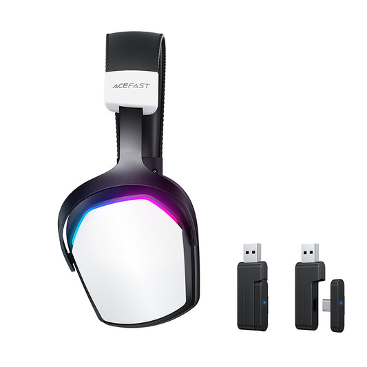 Acefast H11 Wireless Gaming Headphones, RGB, BT / Wi-Fi / Wired, White