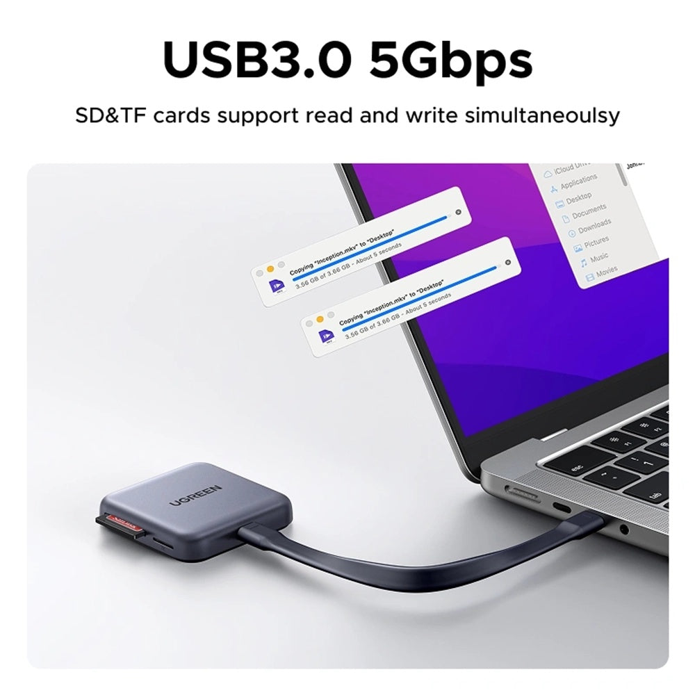 Αναγνώστης Καρτών USB-C UGREEN CM898 (65095), SD - microSD, Γκρι