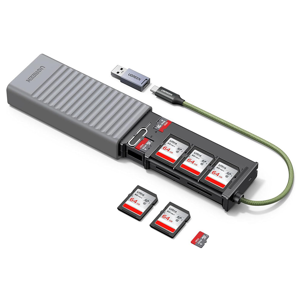 Αναγνώστης Καρτών USB / USB-C με Διοργανωτή UGREEN CM856 (55899), 2 x SD - microSD, Γκρι